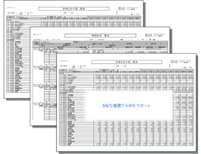 予算、配賦、部門別比較等の分析帳票が充実しています